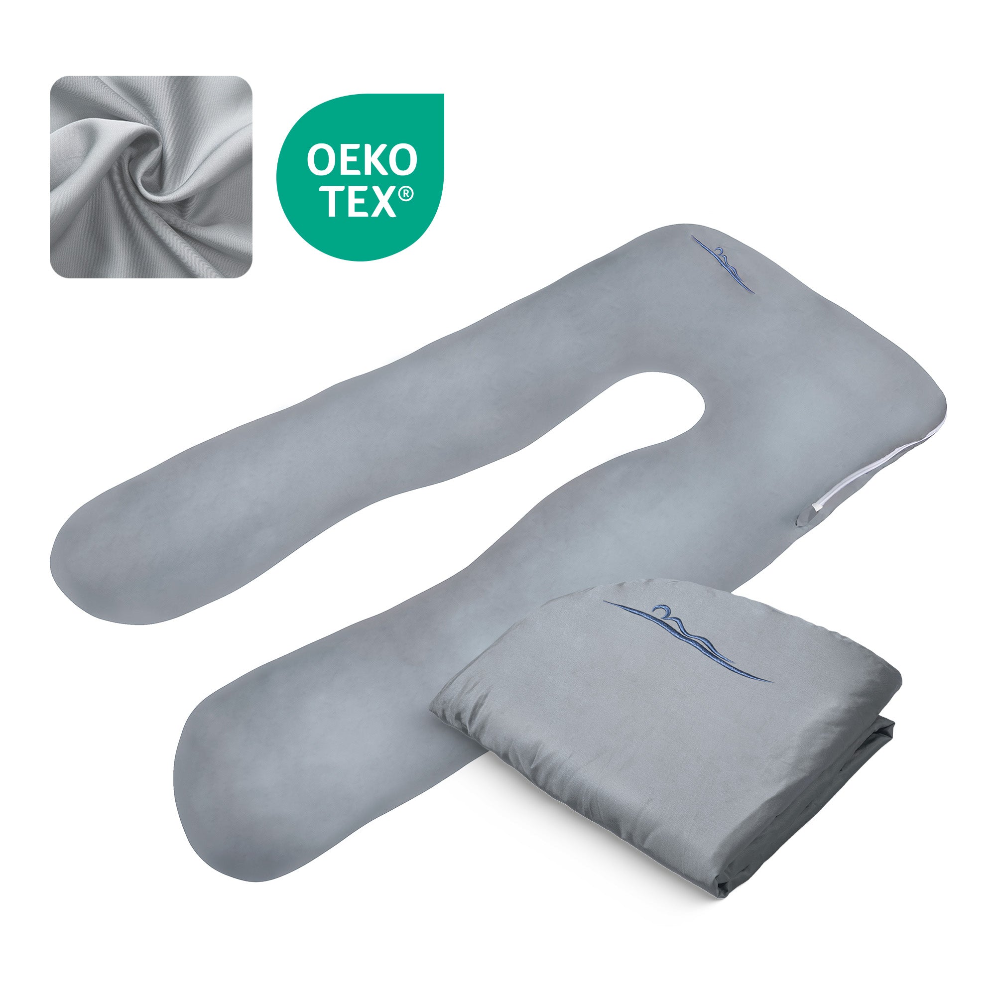 Fodera di ricambio per cuscino per bambini - bambù (grigio)